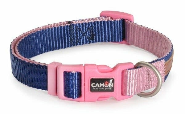 Camon Collier réglable Double Premium bleu/rose pour chiens et chiots 25 x 300 cm / 400 mm