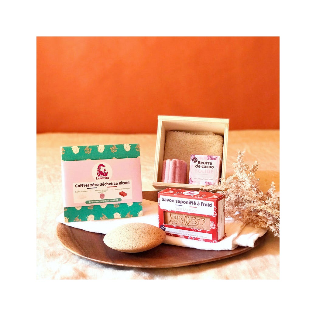 Lamazuna Coffret Pierre Exfoliante + Beurre de Cacao Solide + Savon