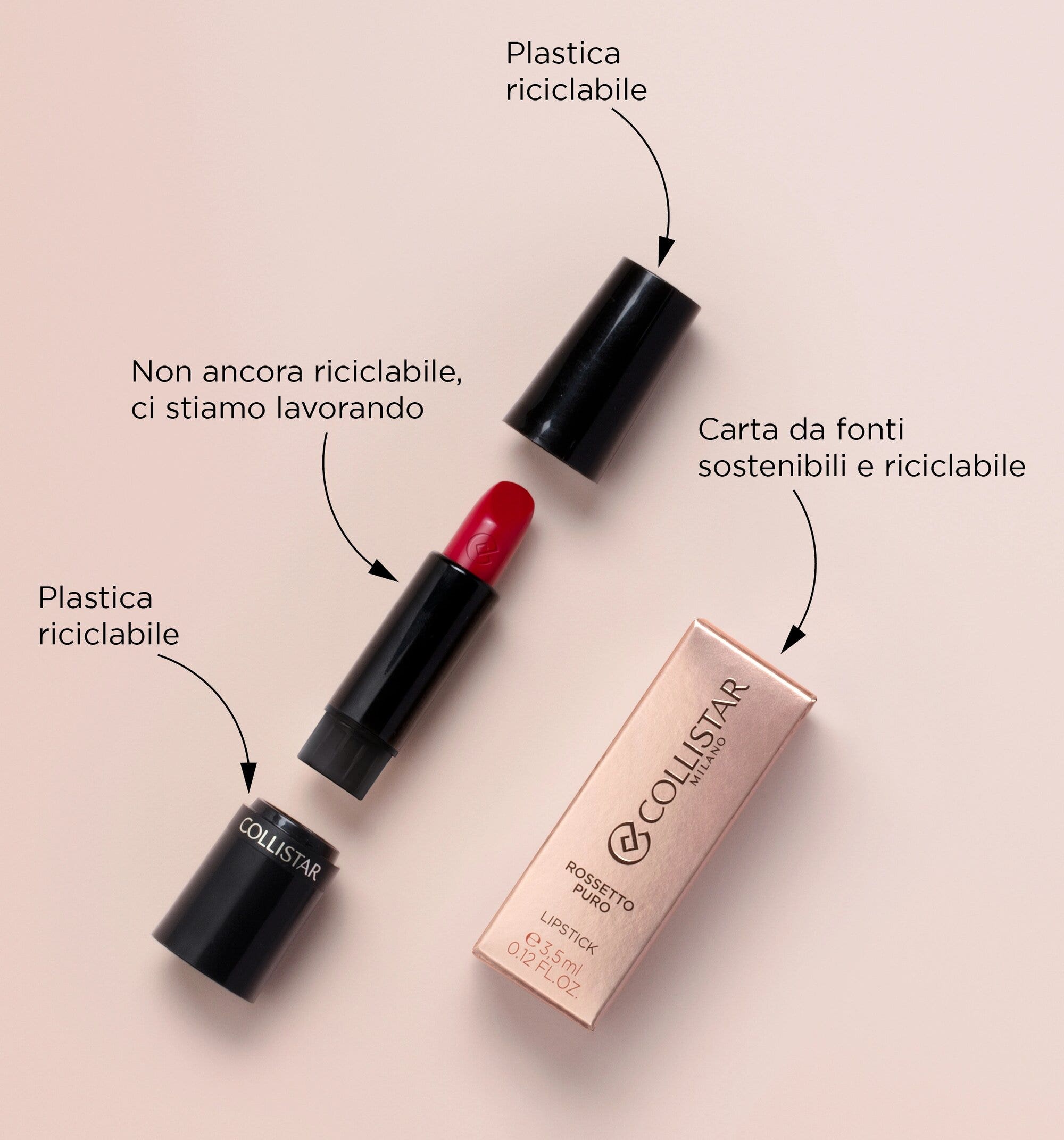 Collistar Rouge à lèvres Puro 114 Warm Mauve 3,5 ml Recharge