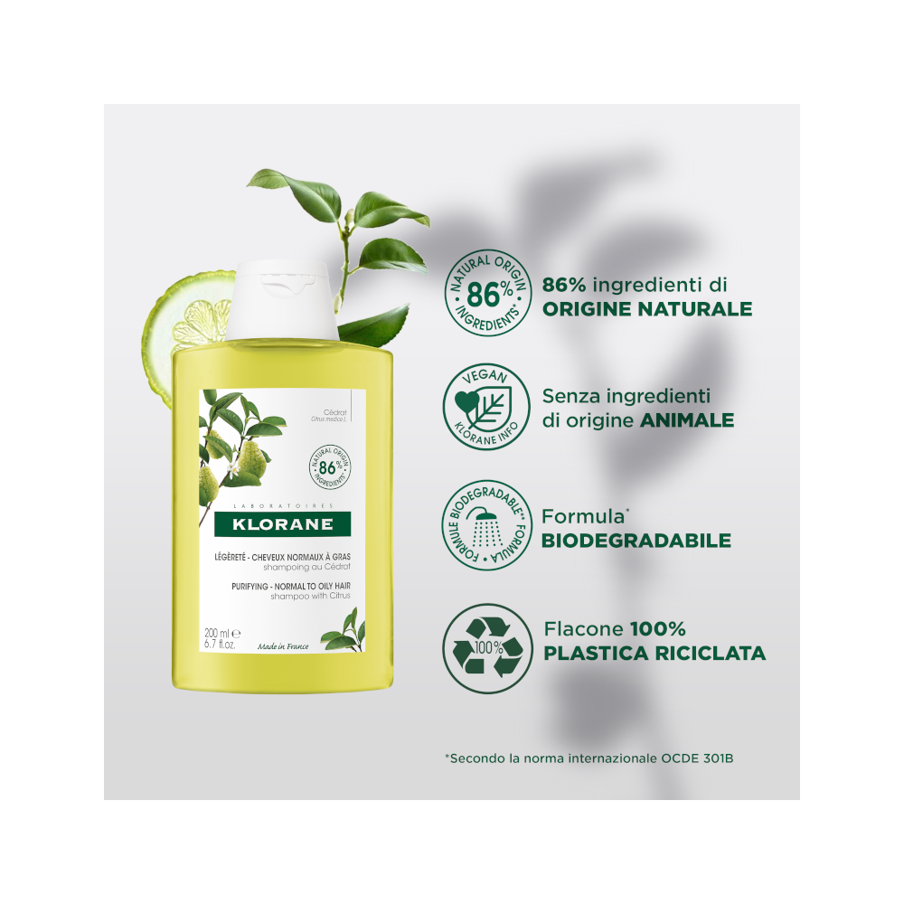 Klorane Shampooing à la pulpe de cèdre léger 200 ml