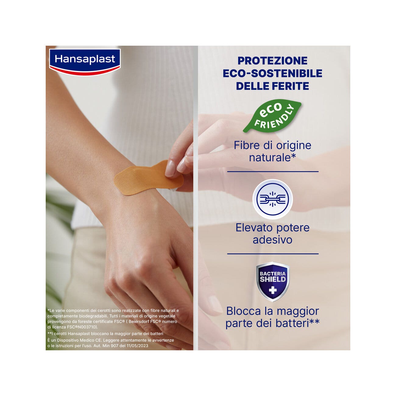 Hansaplast Cerotti Green & Protect Impermeabili E Sostenibili 2 Formati 20 Pezzi