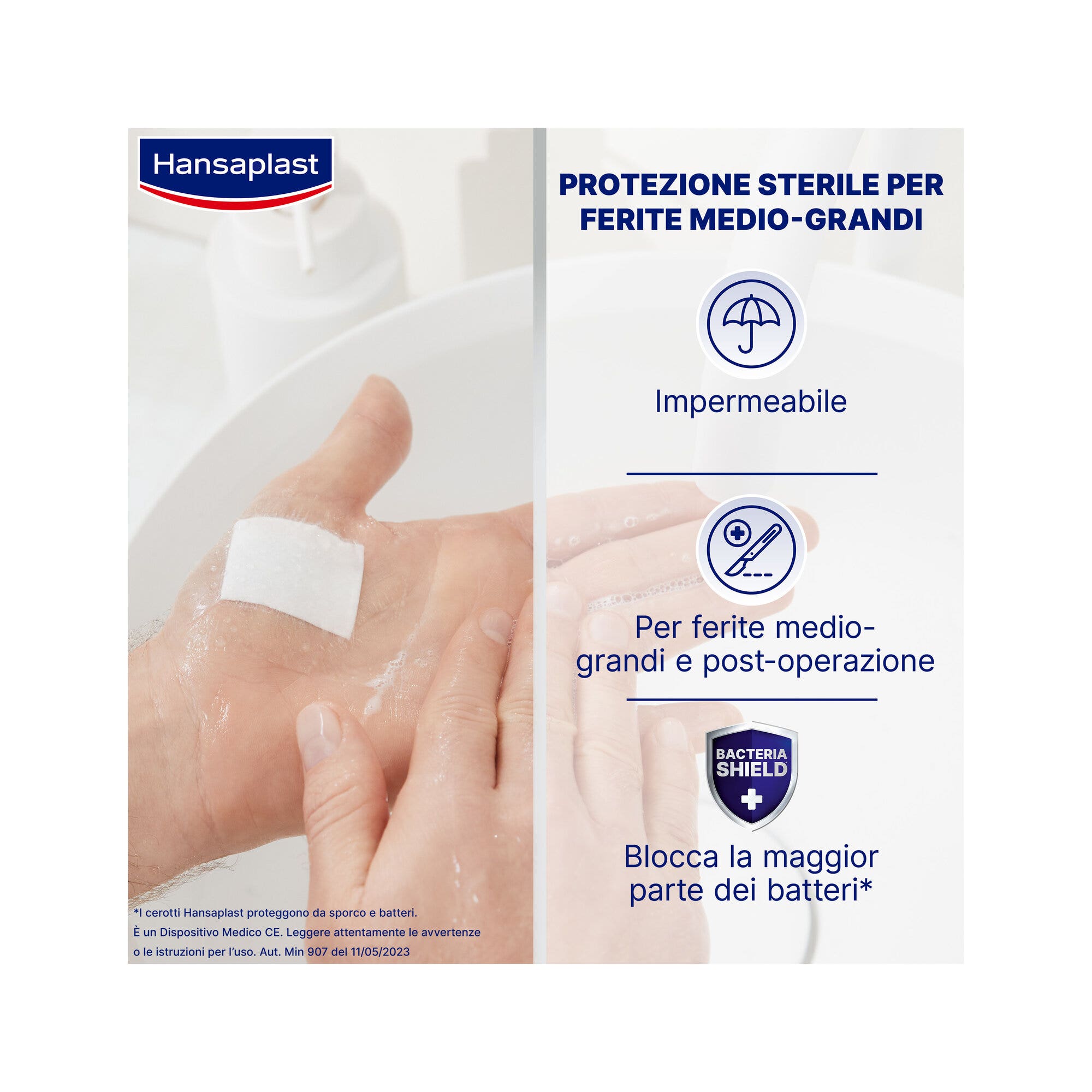 Hansaplast Cerotti Aqua Protect XL Impermeabili Per Grandi Ferite 6x7cm 5 Pezzi