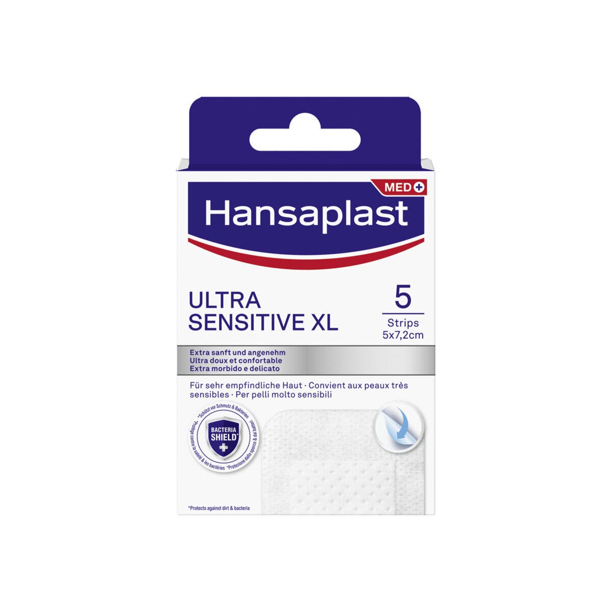 Hansaplast Pansements Ultra Sensitive XL, doux et délicats pour peaux très sensibles, 5 pièces
