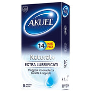 Akuel Natural+ Profilattici Extra Lubrificati 14 Pezzi