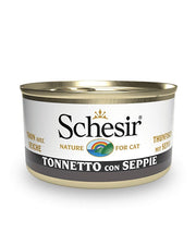 Schesir Petit thon aux seiches, nourriture humide pour chats adultes, boîte de 85 g