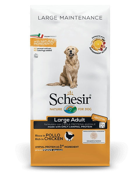 Schesir Maintenance Croquettes au poulet pour chiens adultes de grande taille, sac de 12 kg