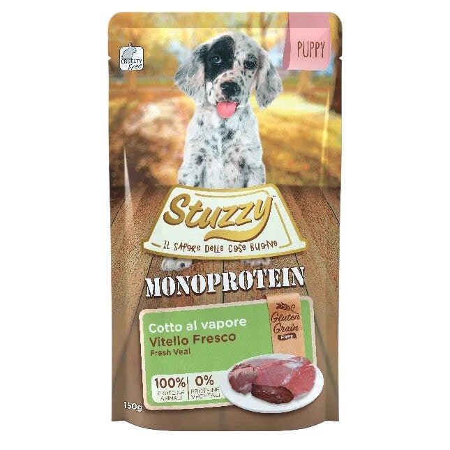 Stuzzy Monoprotein pour chiots au veau frais, sachet de 150 g