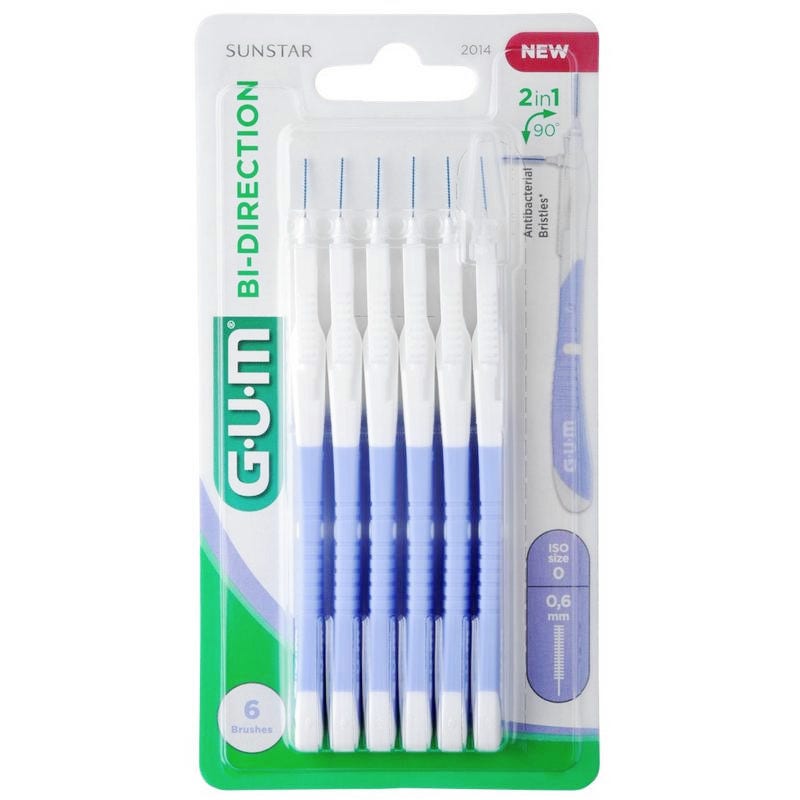 Gum Bi-Direction, brossettes interdentaires 0,6 mm, 6 pièces