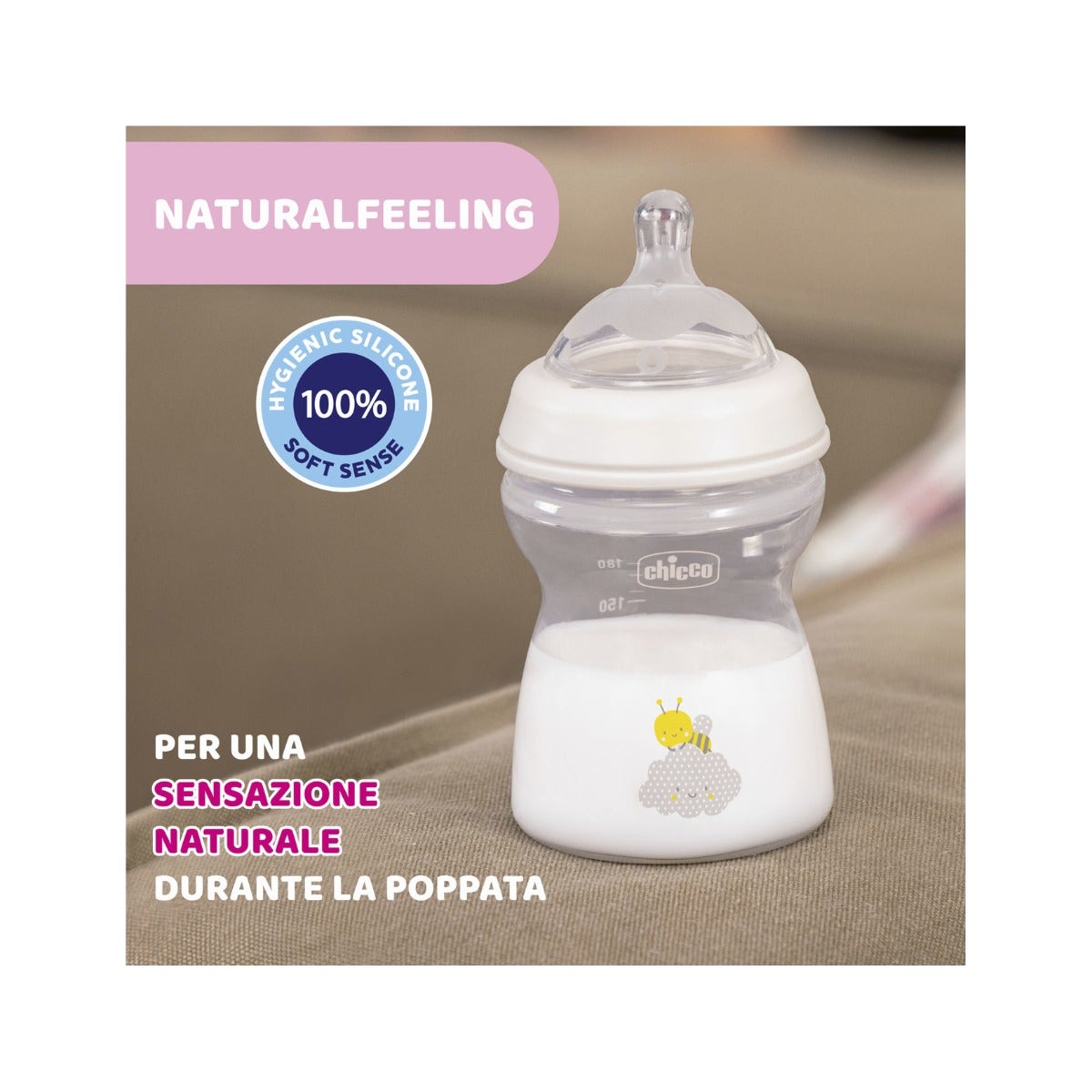 Chicco Biberon Natural Feeling Débit moyen 2 mois+ Unisexe 250 ml