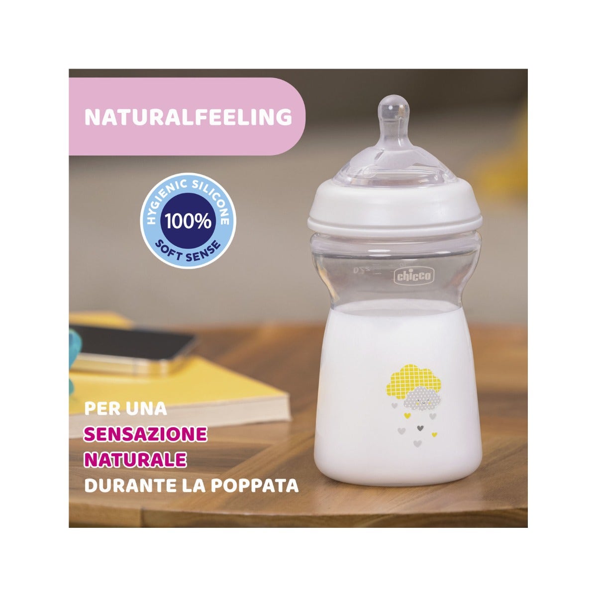 Chicco Biberon Natural Feeling Débit Rapide 6 Mois+ Unisexe 330 ml