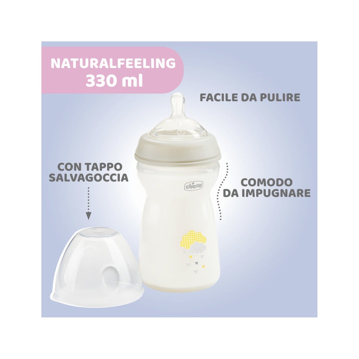 Chicco Biberon Natural Feeling Débit Rapide 6 Mois+ Unisexe 330 ml