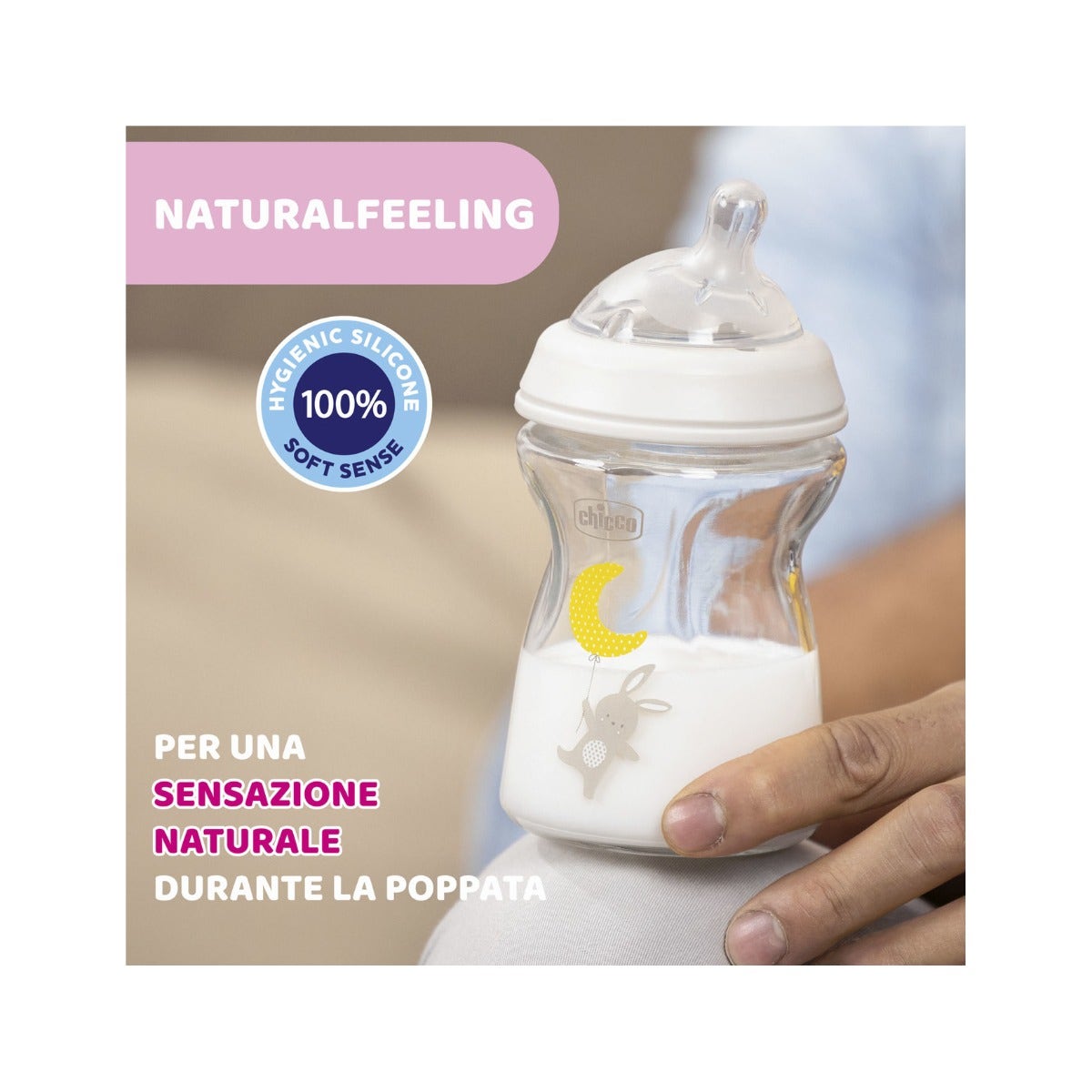 Chicco Biberon en verre Natural Feeling à débit lent 250 ml 0M+