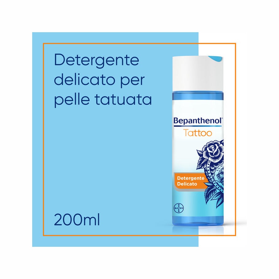 Bepanthenol Tattoo Nettoyant Doux pour Tatouages au Panthénol Gel Sans Savon 200 ml