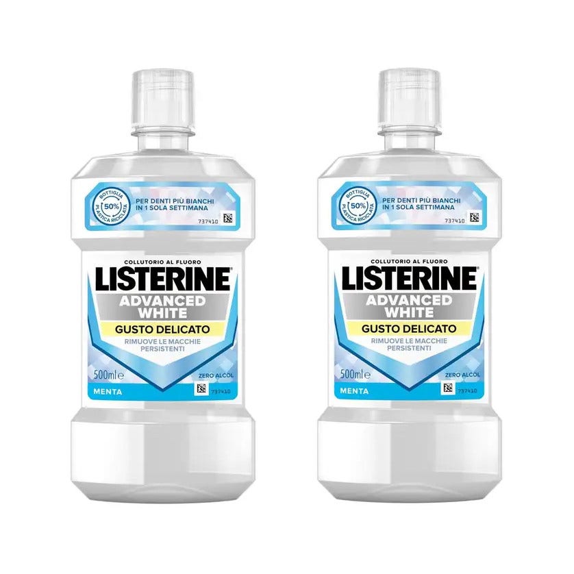 Listerine Advanced White Bain de bouche au goût délicat Lot de 2 x 500 ml