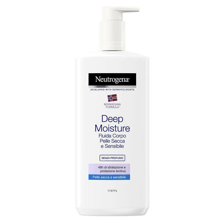 Neutrogena Deep Moisture Fluida Non Profumata Crema Corpo per Pelle Secca e Sensibile 400ml