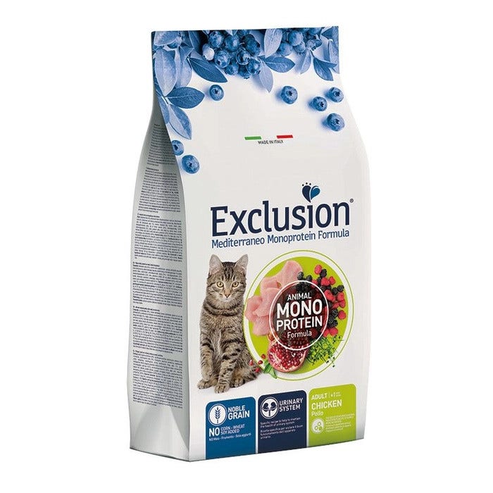 Exclusion Mediterraneo Monoprotein Noble Grain Croquettes au poulet pour chats adultes, sac de 300 g