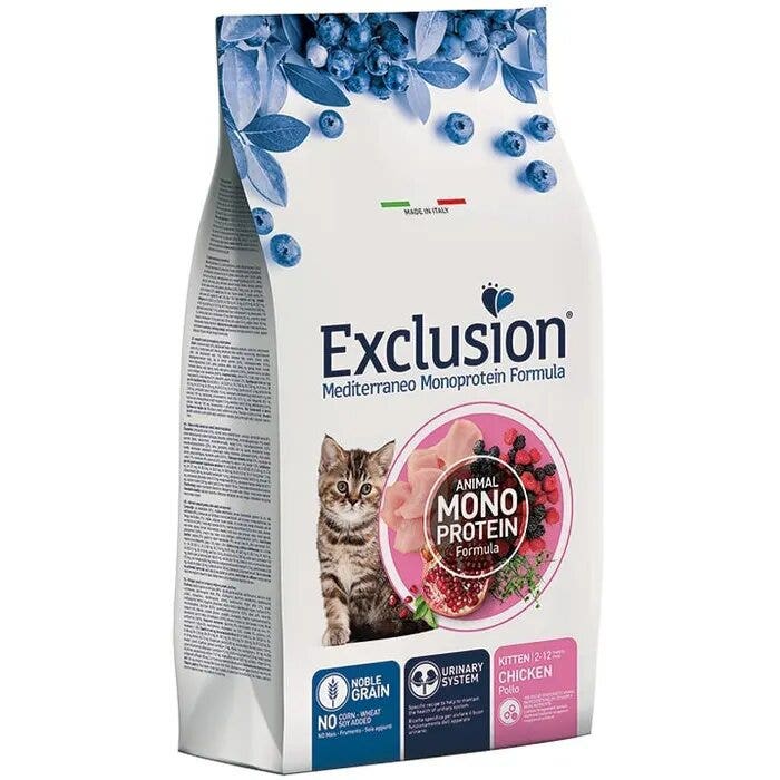 Exclusion Mediterraneo Monoprotein Noble Graincat Kitten Chicken Croquettes pour chatons 12 kg