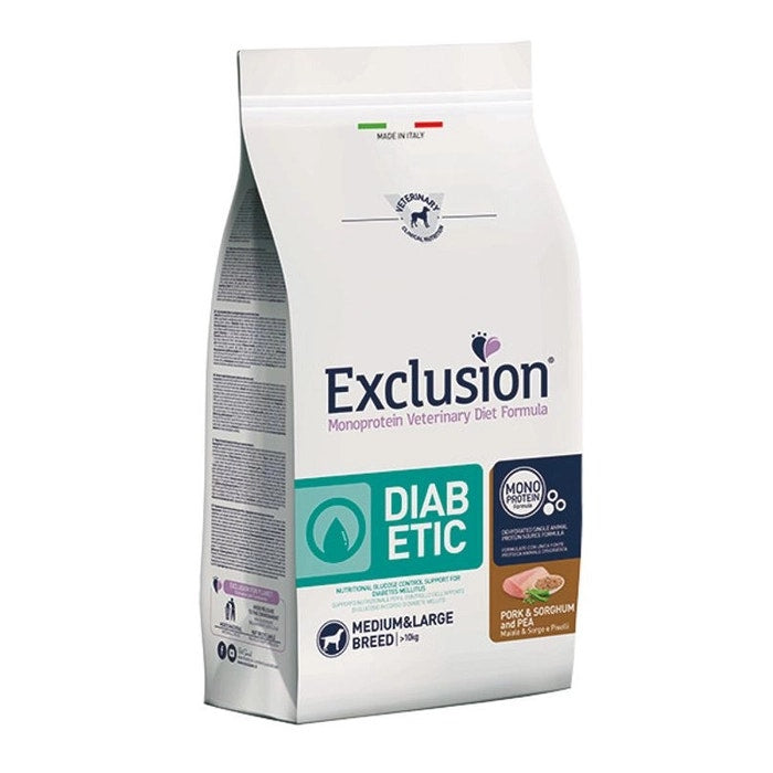 Exclusion Monoprotein Veterinary Diet Formula Diabetic Croquettes au porc pour chiens de taille moyenne et grande, sac de 2 kg