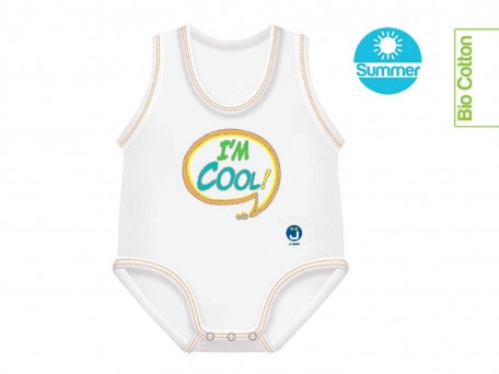J Bimbi Body pour nouveau-nés 0-36 mois en coton biologique frais, motif I'm Cool !