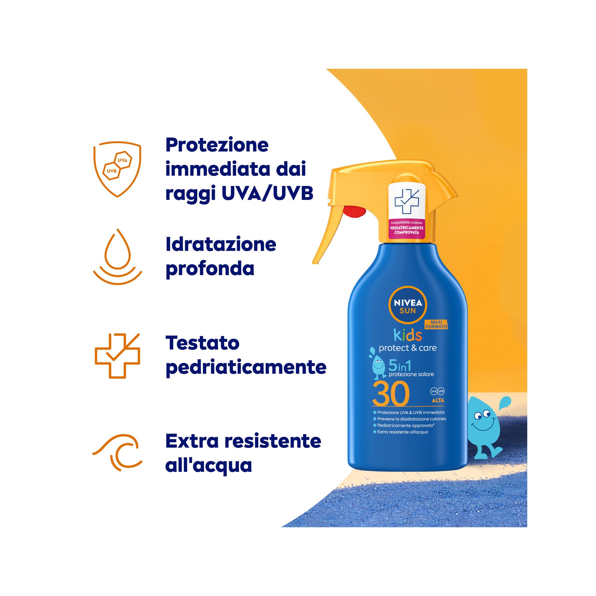 Nivea Sun Spray solaire Kids Protect & Care SPF30 Crème solaire pour enfants résistante à l'eau 270 ml
