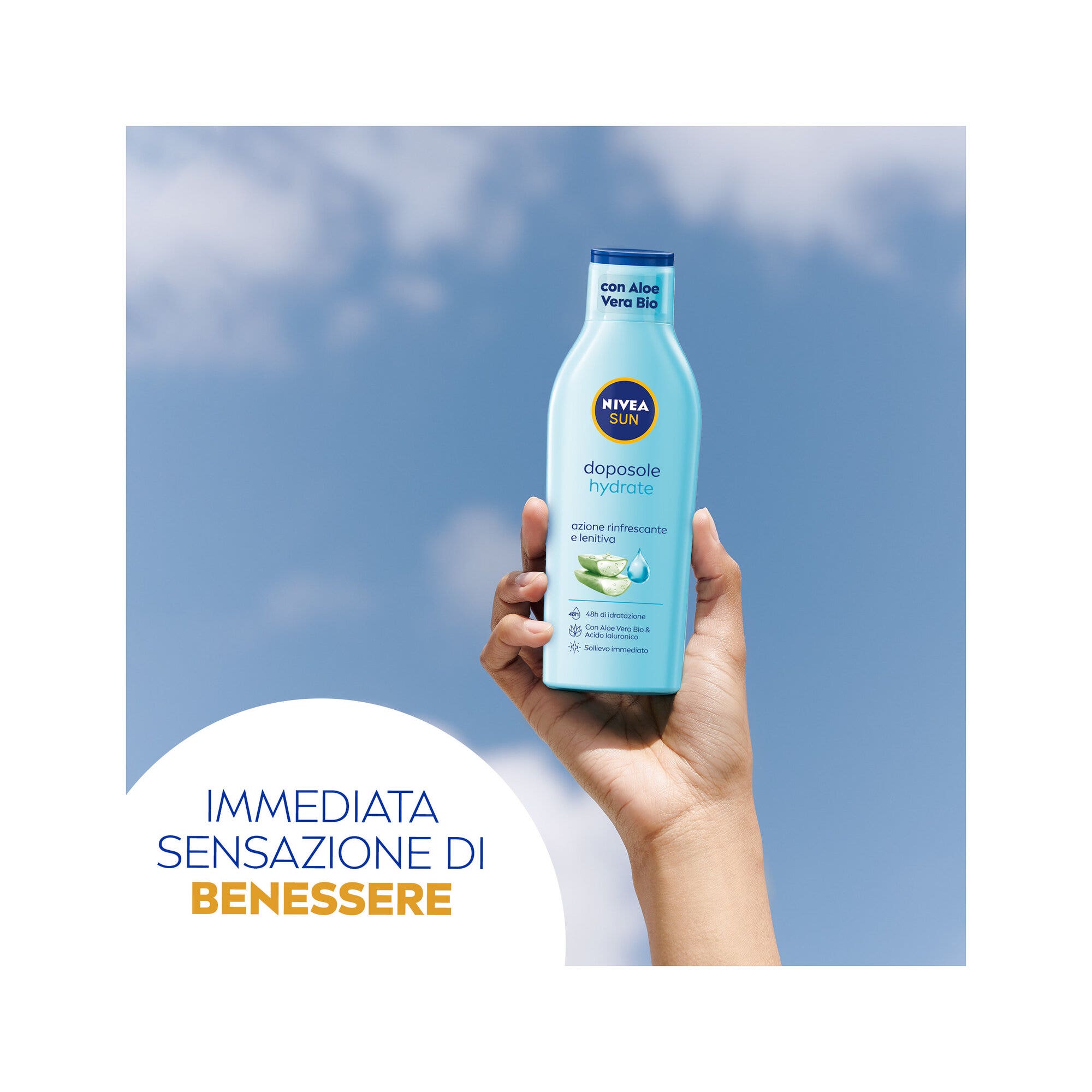 Nivea Sun Latte Doposole Hydrate Dopo Sole Idratante Con Aloe Vera Bio E Acido Ialuronico 200ml