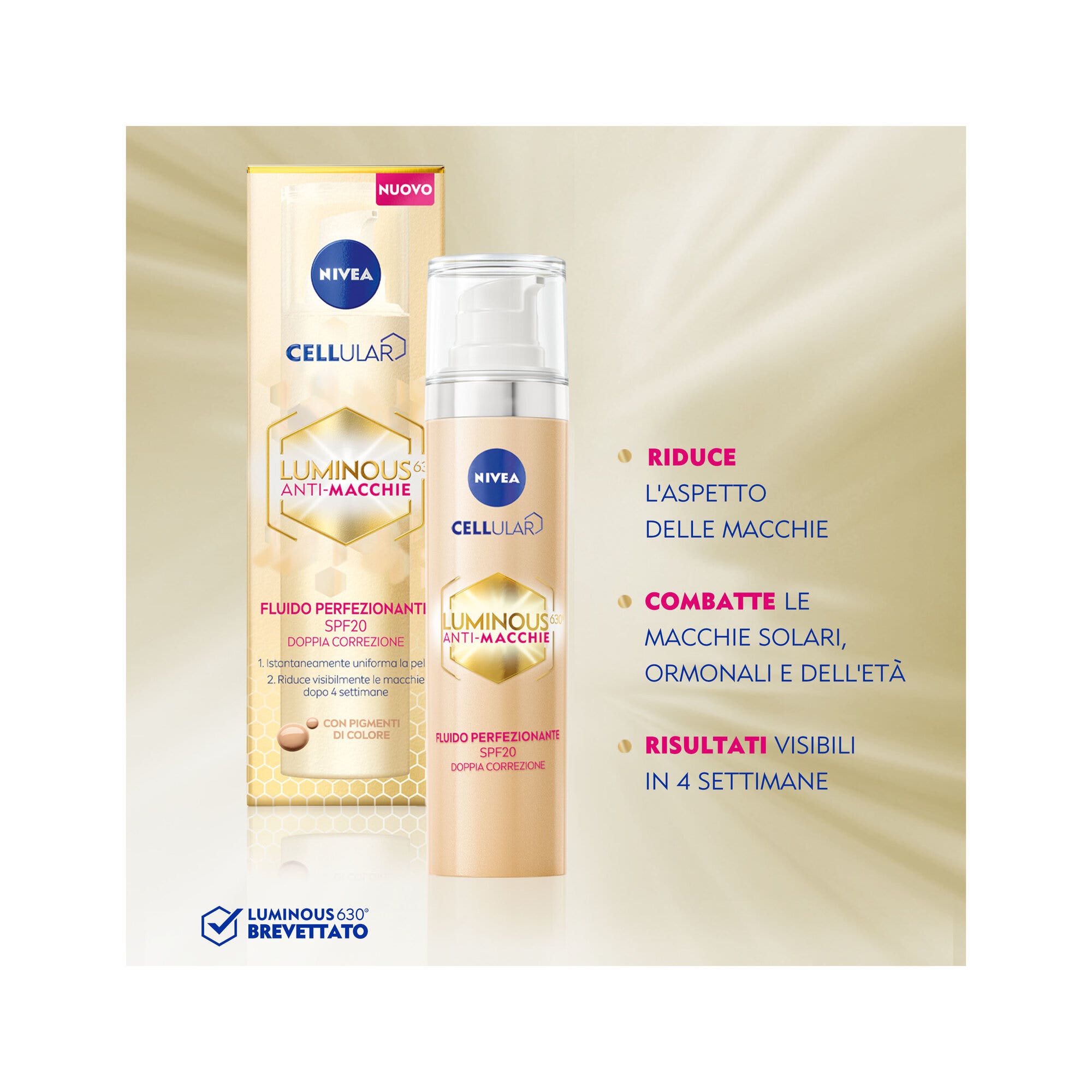 Nivea Cellular Luminous630 Anti-macchie Fluido Perfezionante Crema Viso Colorata Spf20 40ml