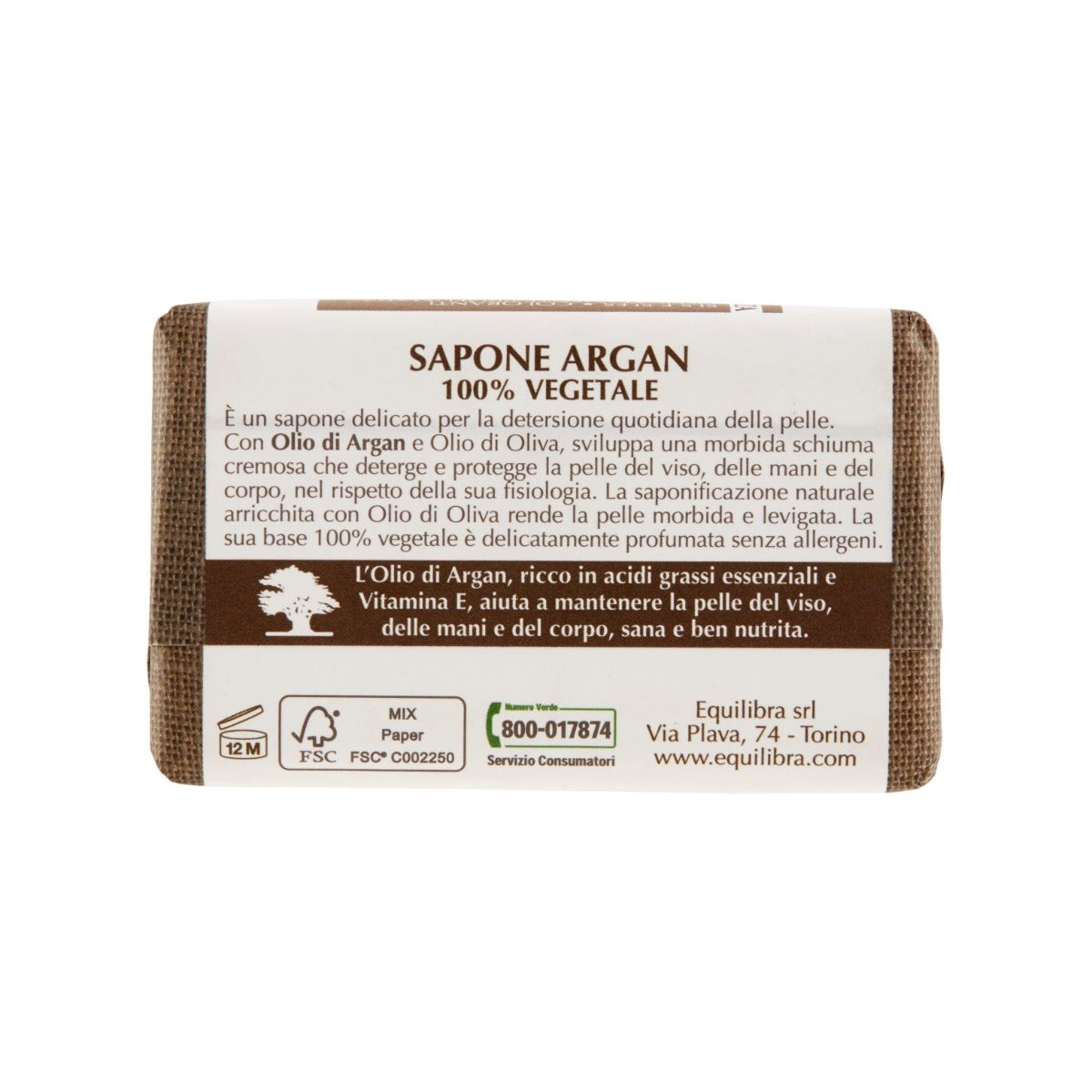 Equilibra Argan Sapone 100% Vegetale 100g
