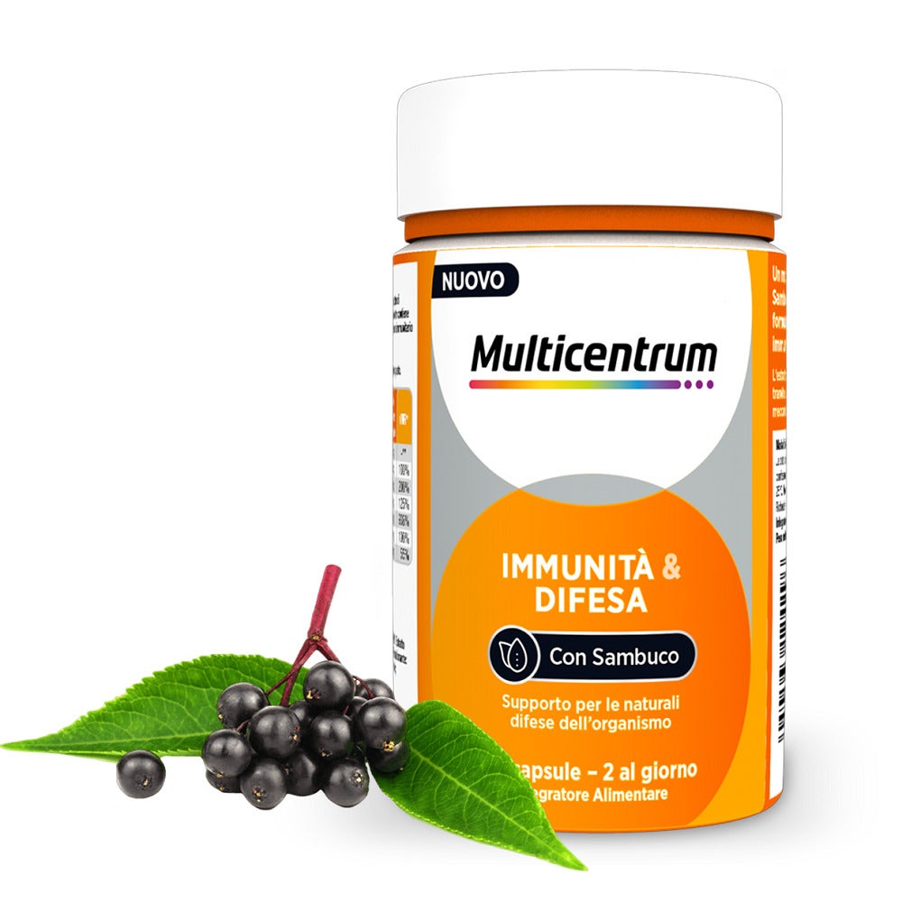 Multicentrum Immunité & Défense au sureau, complément alimentaire à la vitamine C pour les défenses immunitaires, 30 comprimés