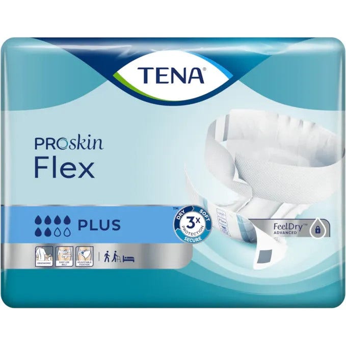 Tena Flex Plus, couches-culottes à bandelettes, taille petite, 30 pièces