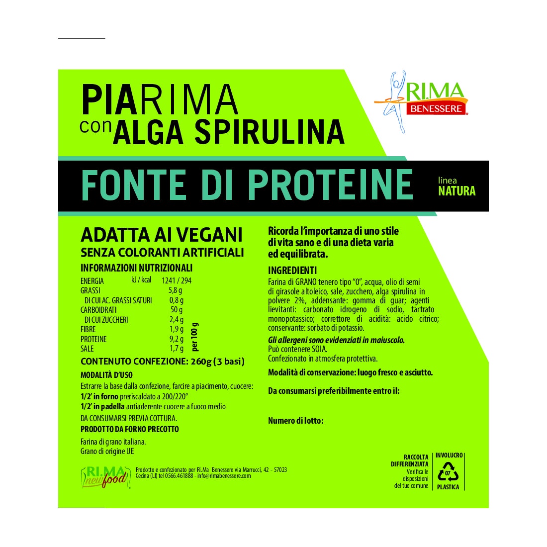 Rima Piadina Gusto Alga Spirulina 260g