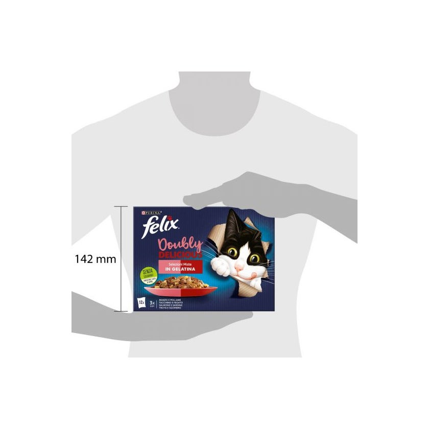 Purina Felix Le Ghiottonerie Manzo/Tacchino/Salmone/Trota Cibo Umido Gatti Adulti Busta 12x85g