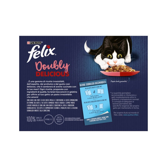 Purina Felix Le Ghiottonerie Manzo/Tacchino/Salmone/Trota Cibo Umido Gatti Adulti Busta 12x85g