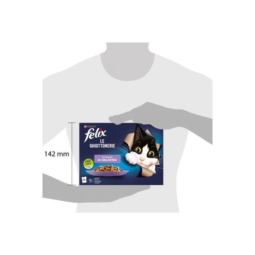 Purina Felix Le Ghiottonerie Gusto Manzo/Pollo/Salmone/Tonno Cibo Umido Gatti Adulti Busta 12x85g