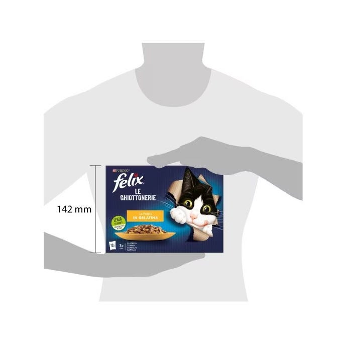 Purina Felix Le Ghiottonerie Gusto Platessa/Tonno/Coniglio/Agnello Cibo Umido Gatti Adulti Busta 12x85g