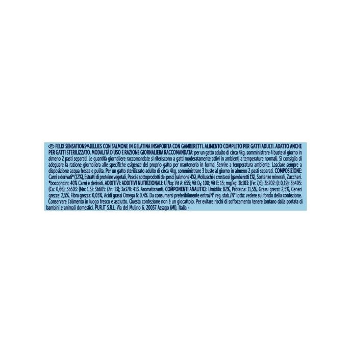 Purina Felix Sensations Jellies Gusto Salmone/Gamberetti Cibo Umido Gatti Adulti Busta 80g