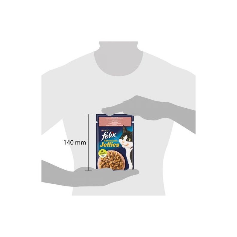 Purina Felix Sensations Jellies Gusto Salmone/Gamberetti Cibo Umido Gatti Adulti Busta 80g