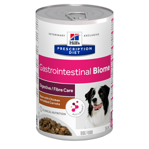 Hill's Prescription Diet Gastrointestinal Biome, ragoût pour chiens au poulet et aux carottes, boîte de 354 g