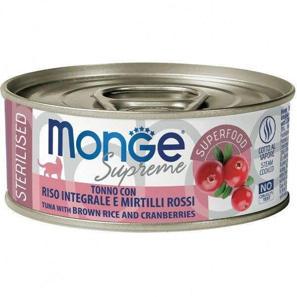 Monge Supreme Nourriture humide au thon et aux calamars pour chats stérilisés Boîte de 80 g