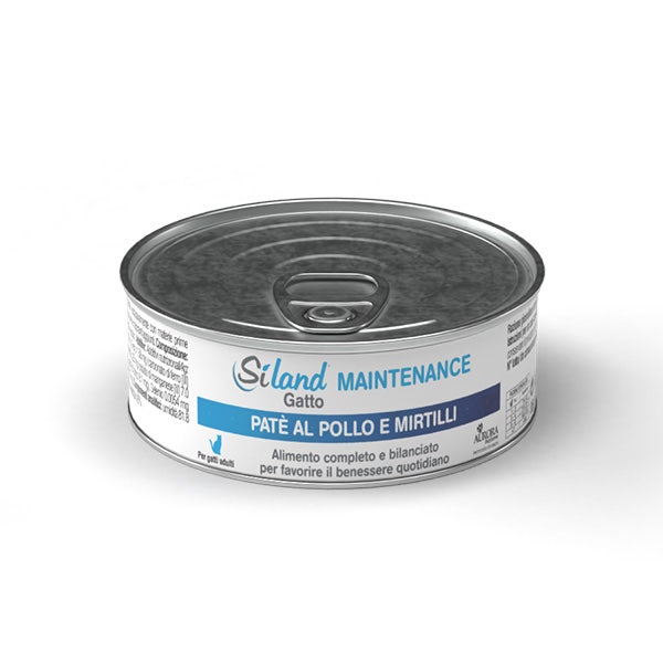 Siland Maintenance Nourriture humide Pâté Poulet/Myrtilles Chats Adultes 85 g