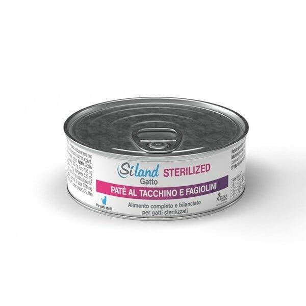 Siland Nourriture humide Pâté Dinde/Haricots verts Chats adultes stérilisés 85 g