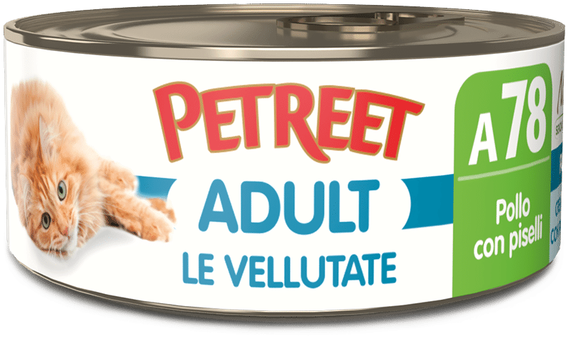 Petreet Purée de poulet aux petits pois, nourriture humide pour chat adulte, pot de 70 g