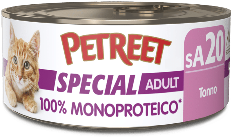 Petreet Monoproteico Tonno Cibo Umido Gatto Adulto Barattolo 60g
