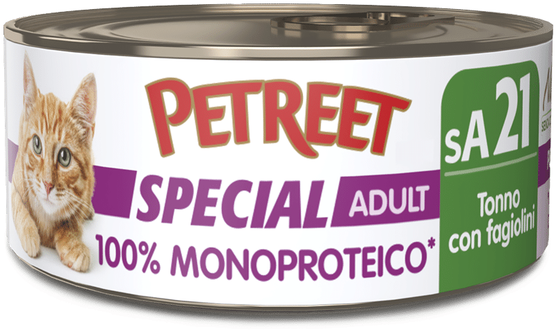 Petreet Monoproteico Tonno Con Fagiolini Cibo Umido Gatto Adulto Barattolo 60g