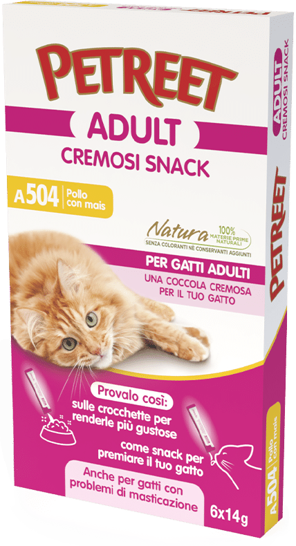 Petreet Snack Poulet et maïs, nourriture humide pour chat adulte, 6 sachets