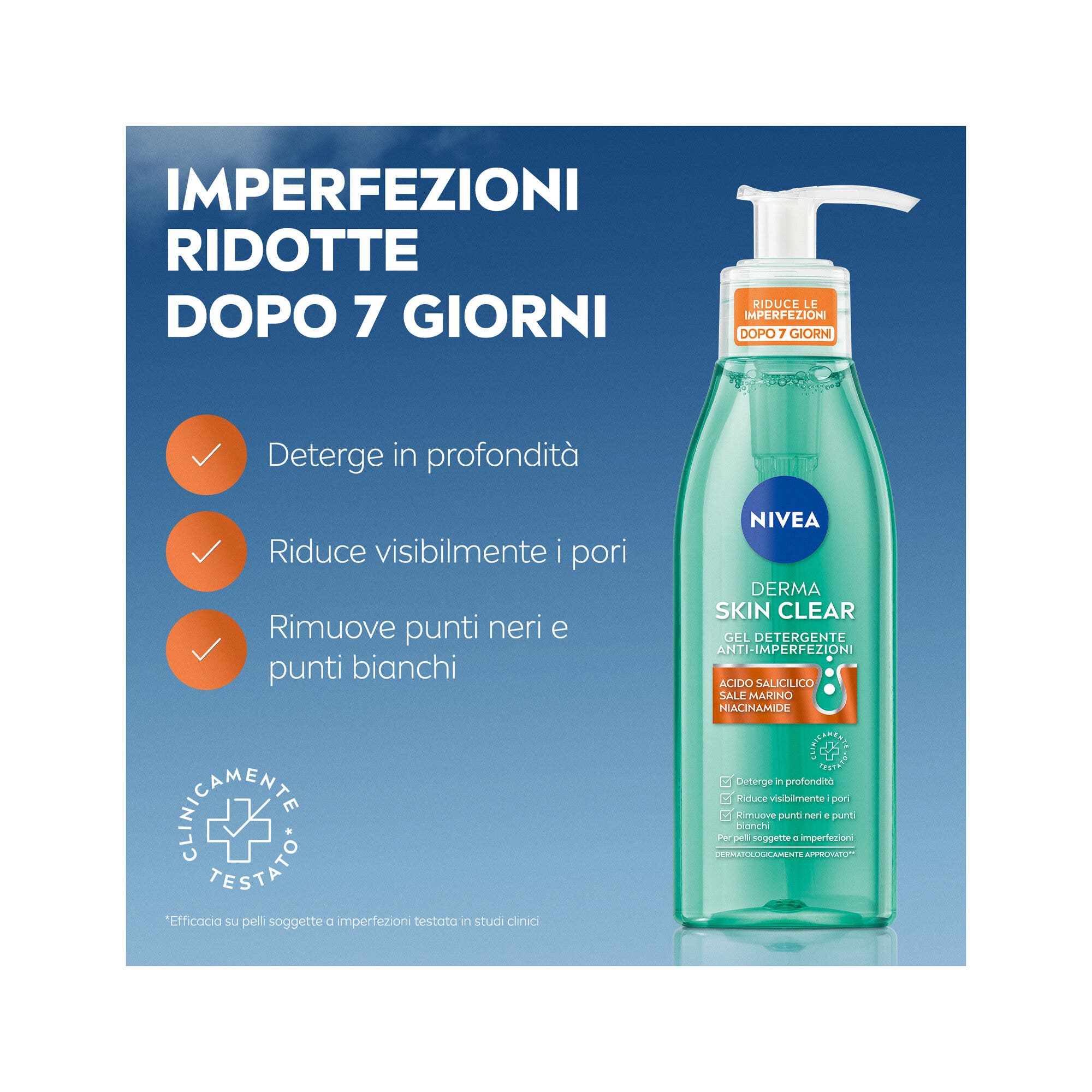 Nivea Derma Skin Clear Gel Nettoyant Visage Anti-imperfections pour Soins de la Peau Grasse 150 ml