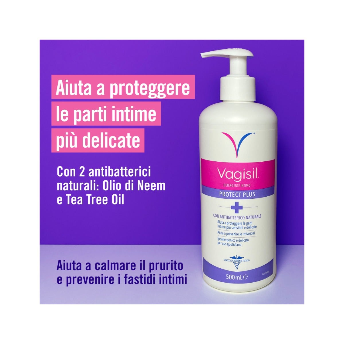 Vagisil Nettoyant intime antibactérien Protect Plus pour l'hygiène quotidienne à l'huile de théier 500 ml