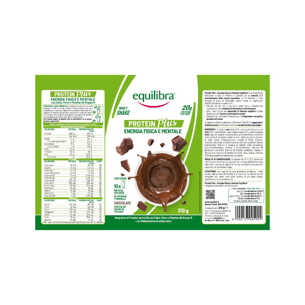Equilibra Protein Shake Cioccolato 310g
