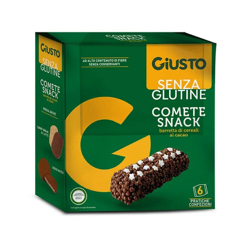 Giusto Sans Gluten Comete Barre Céréalière au Cacao 10 g