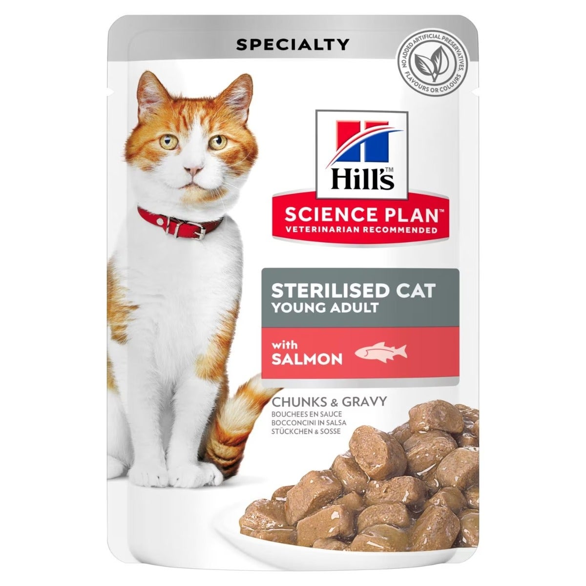 Hill's Science Plan Young Adult Sterilised Nourriture humide au saumon pour chats adultes stérilisés, sachet de 85 g