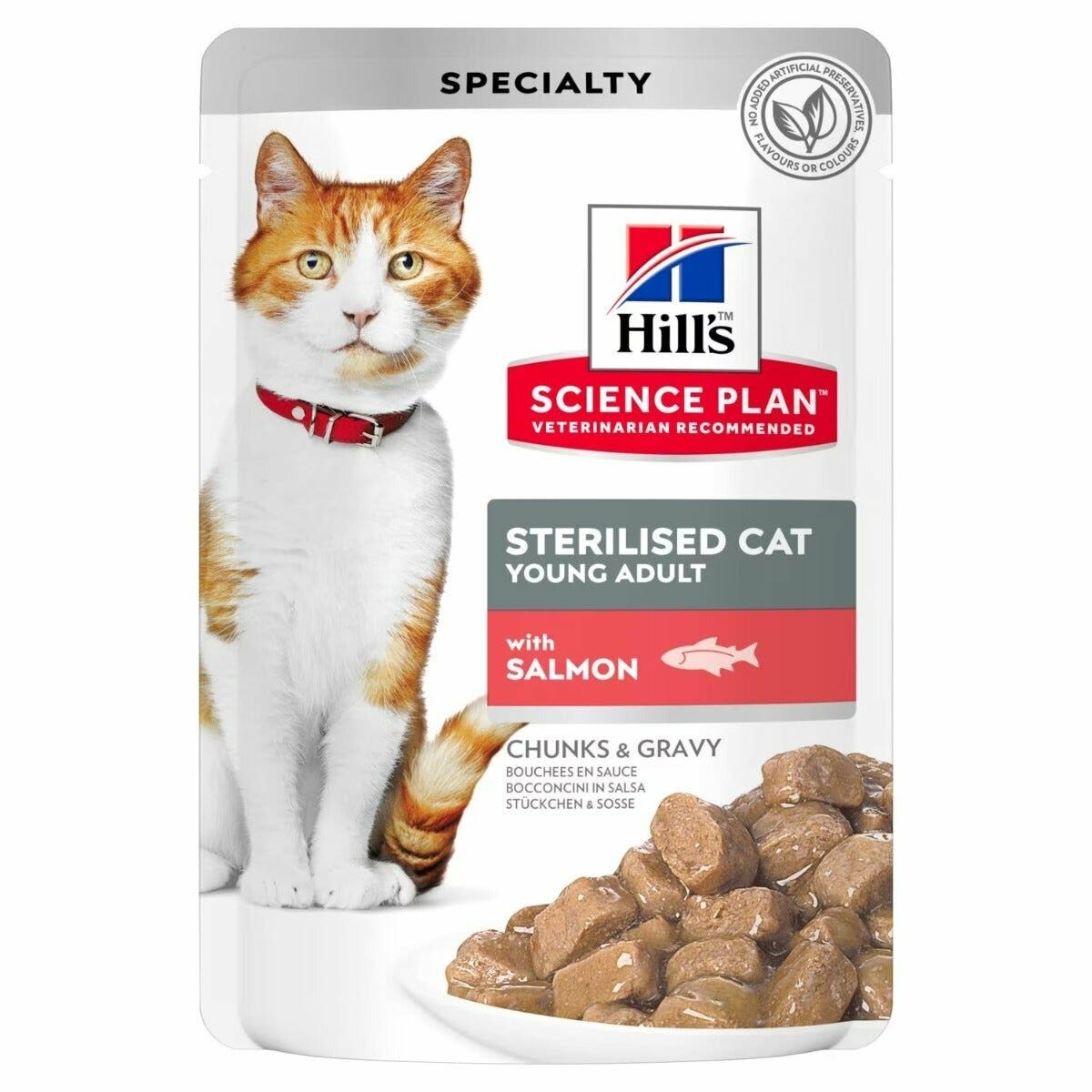 Hill's Science Plan Young Adult Sterilised Nourriture humide au saumon pour chats adultes stérilisés, sachet de 85 g
